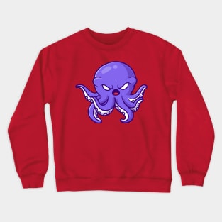 Cute Angry Octopus Cartoon Crewneck Sweatshirt